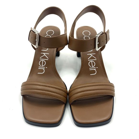 Calvin Klein Tan Darla Leather Block Heel Size 8.5 - Picture 6 of 11